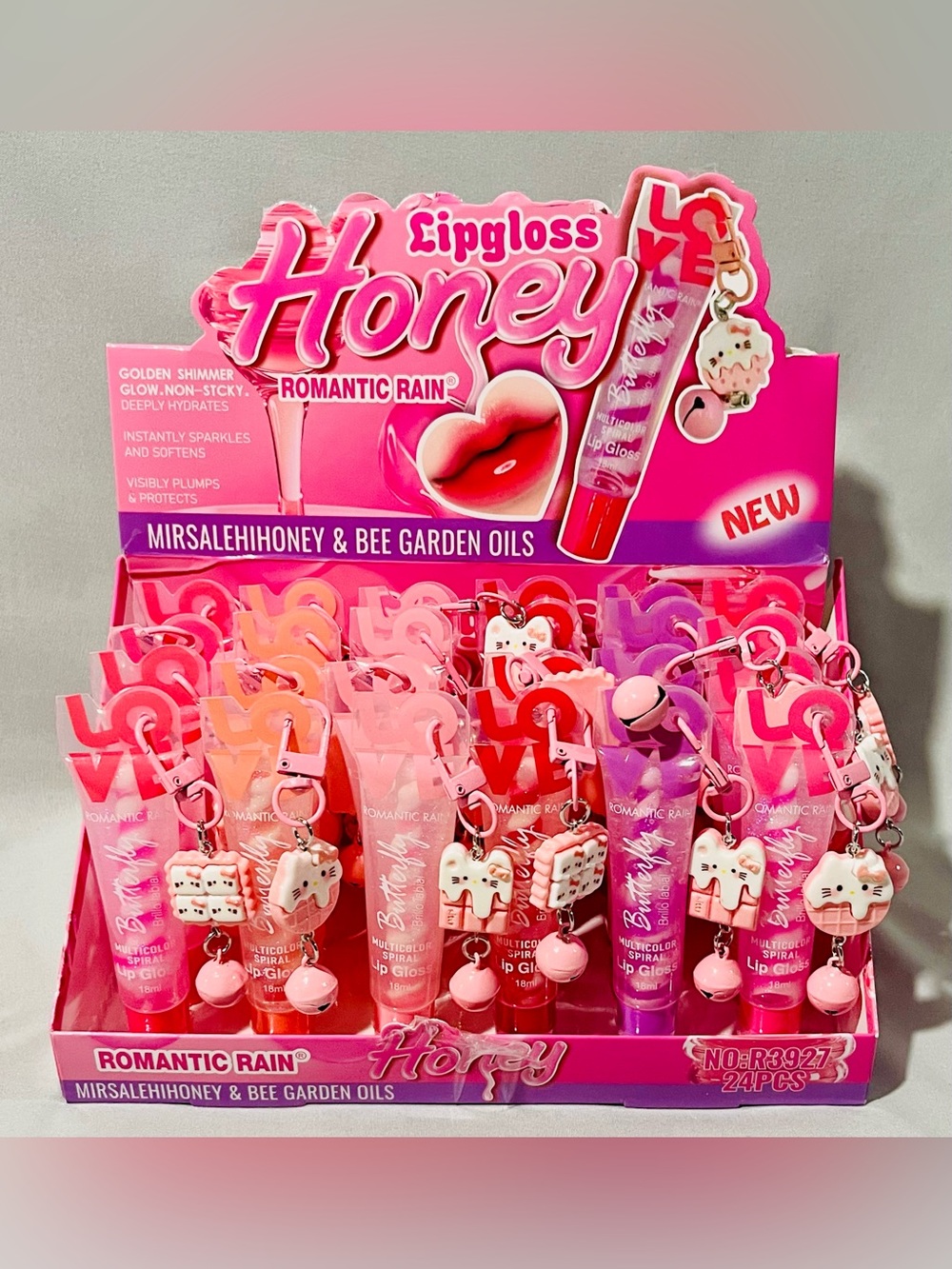 6 Pack Honey Lip Gloss with Cute Charm